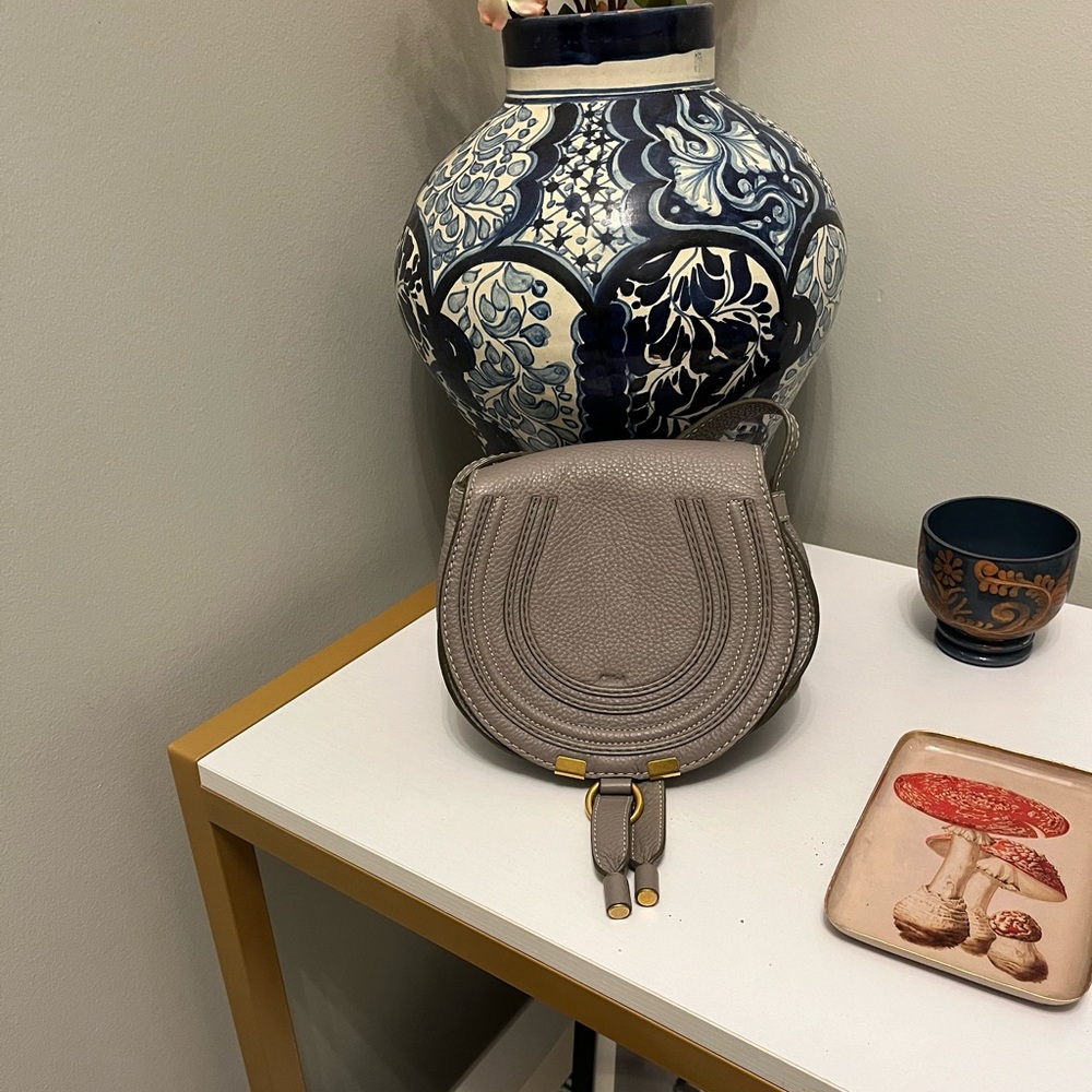Chloe small grey Marcie cross body bag with original purchase card